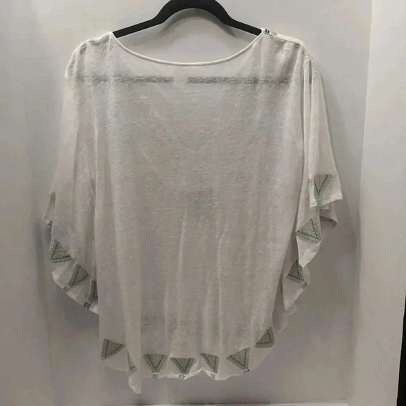 INC International Concepts Beach 100% Linen Turquoise/Gold Embroidered Top Sz L - Picture 3 of 7